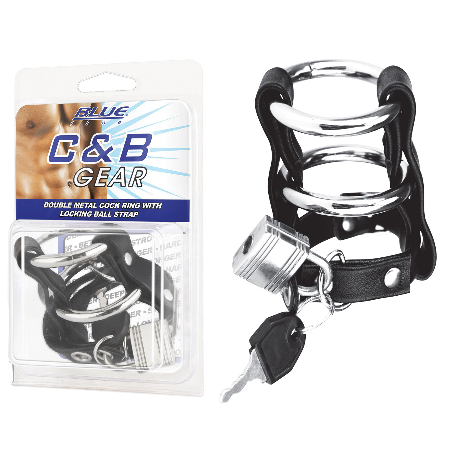  Artikelbild 1 des Artikels “BLUE LINE C&B GEAR Double Metal Cock Ring With Locking Ball Strap “