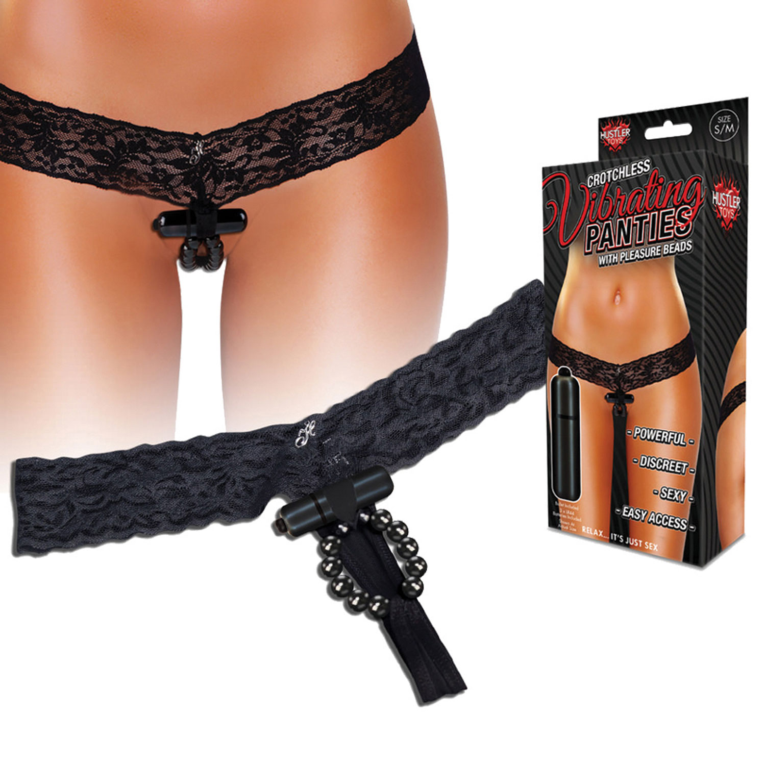  Artikelbild 1 des Artikels “HUSTLER Vibrating Panties with pleasure beads black S/M “