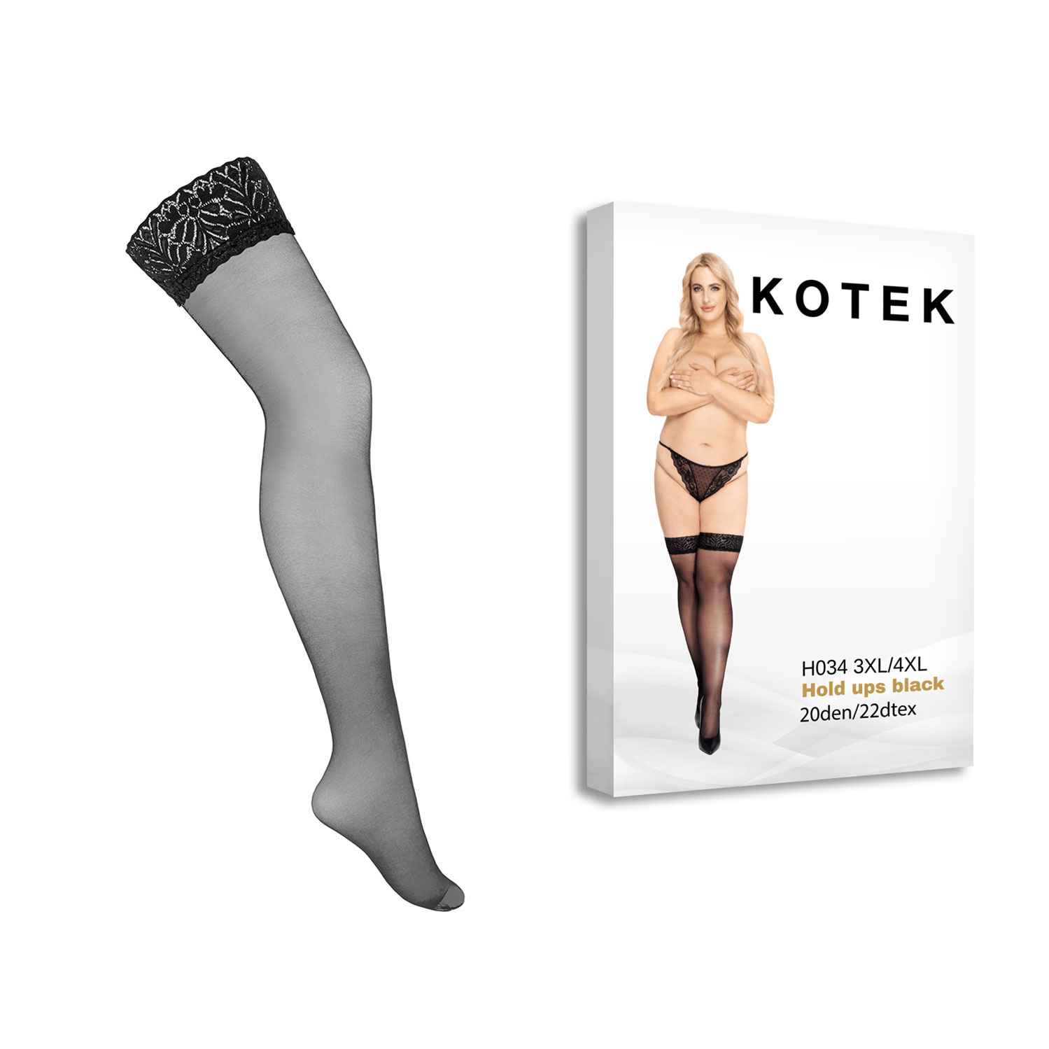  Artikelbild 1 des Artikels “KOTEK Halterlose Strümpfe H034 schwarz XL/2XL “